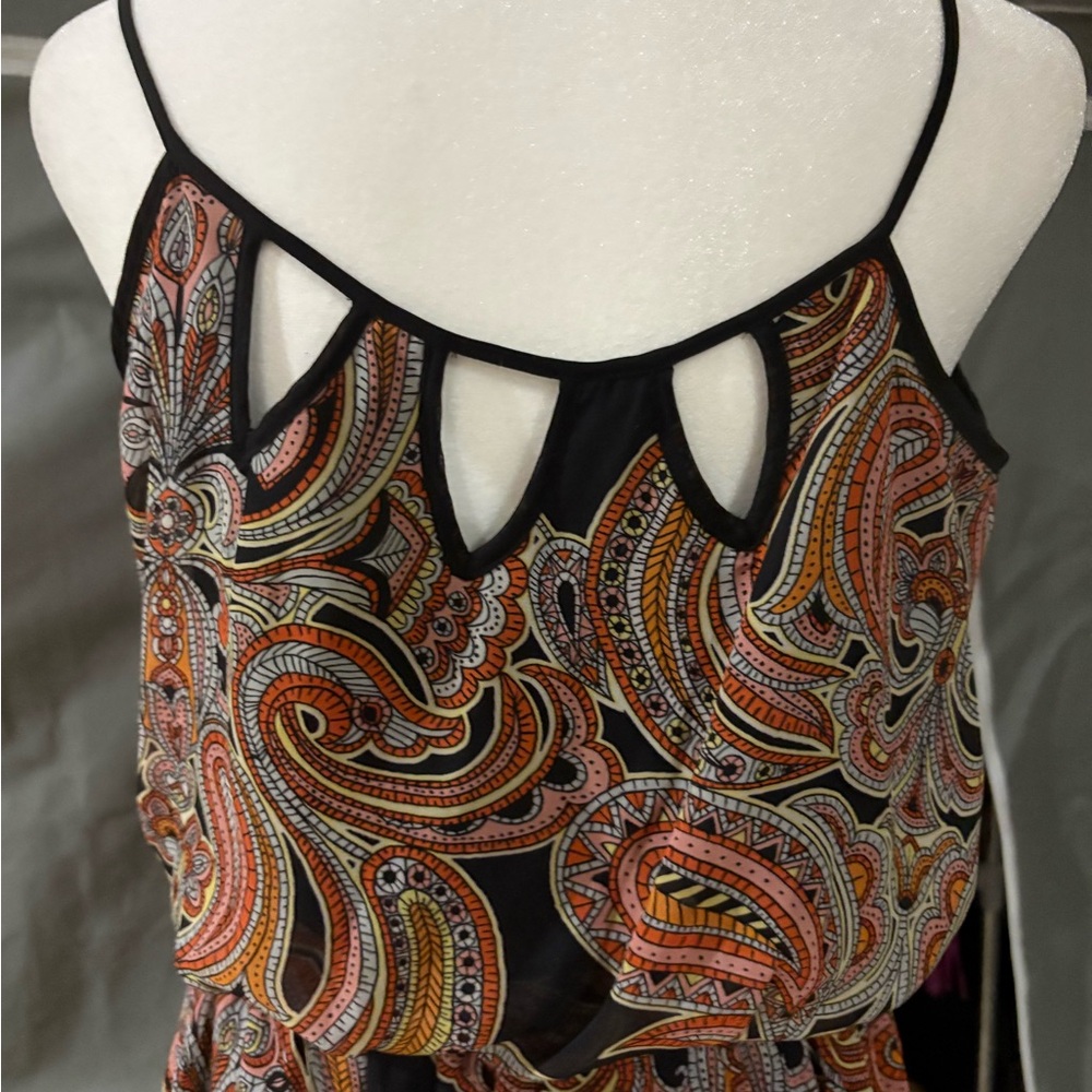 Enfocus Studio NWOT Sz 6 Black & Orange Paisley maxi sun Dress - Picture 7 of 12